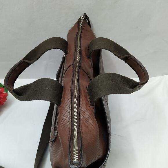 Coach Brown Leather Briefcase Messenger Zipper Closure Crossbody Bag - Picture 9 of 16